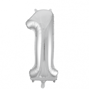 folieballon  zilver  1 XL 86 cm