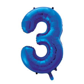folieballon blauw 3  XL    86 cm